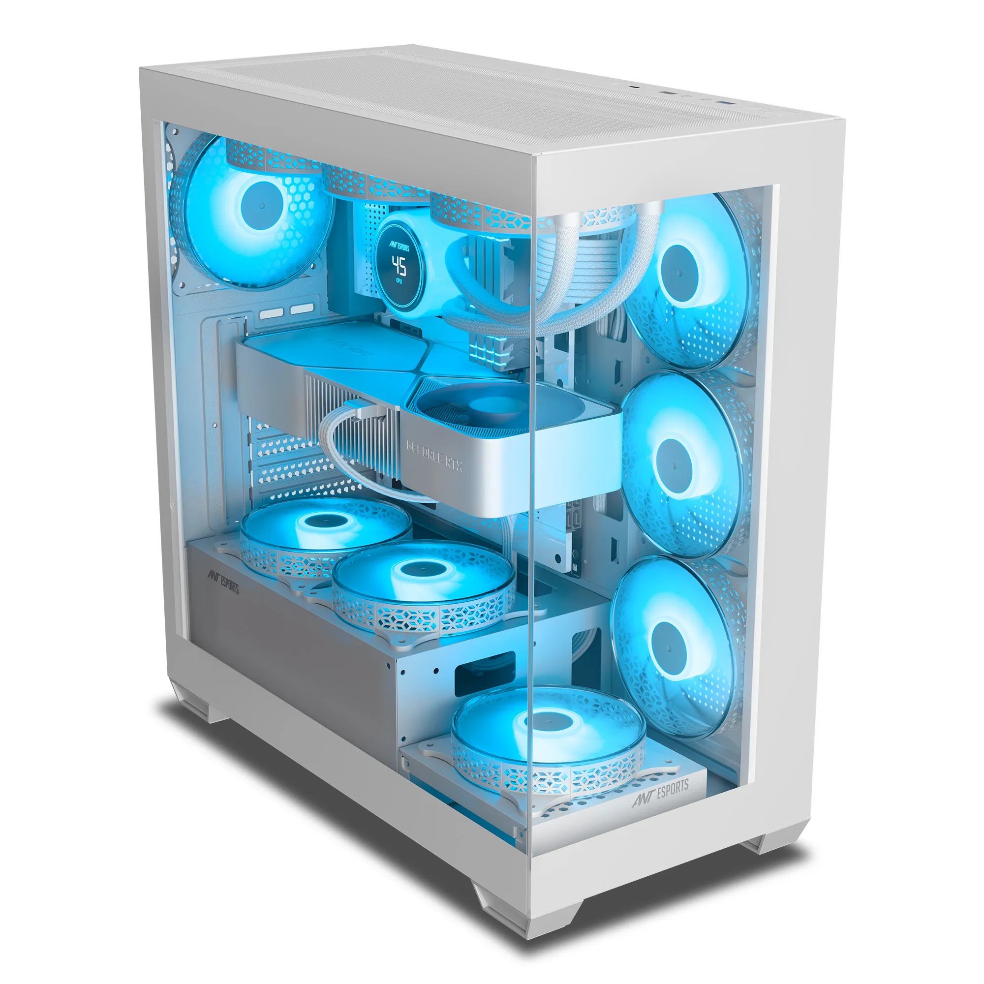 Ant Esports Gaming Cabinet Crystal x7 White with Type-C view 5